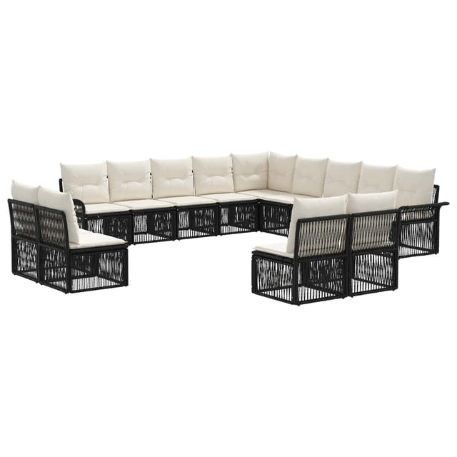 vidaXL Gartensofa-Set 13-Tlg Schwarz Poly-Rattan 3434992