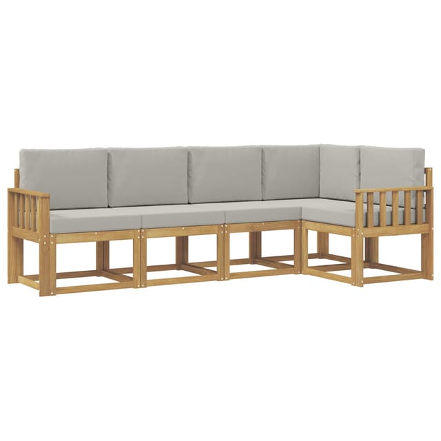 vidaXL Outdoor-Sofagarnitur mit Kissen 5-Tlg Weiß und Hellgrau 3387625