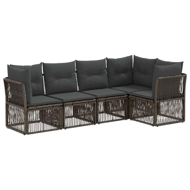 vidaXL Gartensofa-Set 5-Tlg Grau Poly-Rattan 3434216