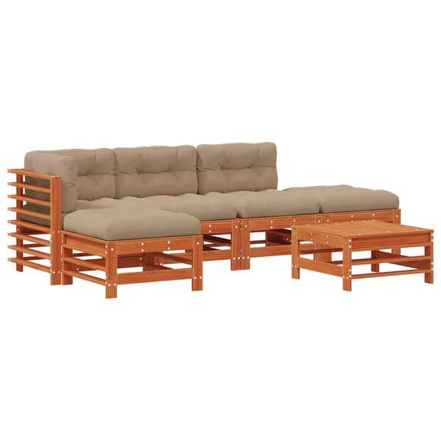 vidaXL Garten-Lounge-Set 6 Stk Wachsbraun Massives Kiefernholz 3418086