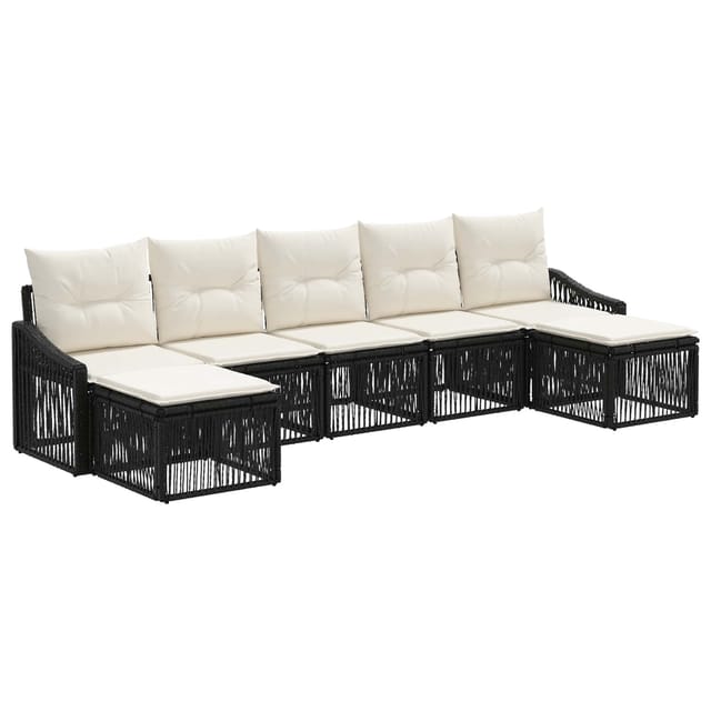 vidaXL Gartensofa-Set 7-Tlg Schwarz Poly-Rattan 3436090