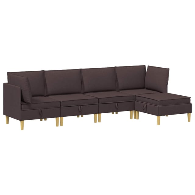 vidaXL Wohnzimmergarnitur mit Kissen 5 Stk Dunkelbraun Stoff 3413696
