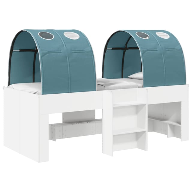 vidaXL Bett mit Tunnel 4 Stk Weiß und Hellblau Holzwerkstoff 3423522