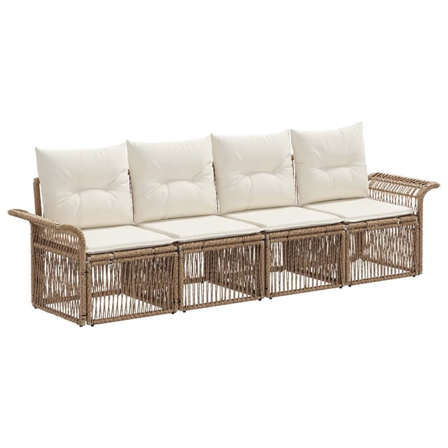 vidaXL Gartensofa-Set 4-Tlg Beige Poly-Rattan 3434754