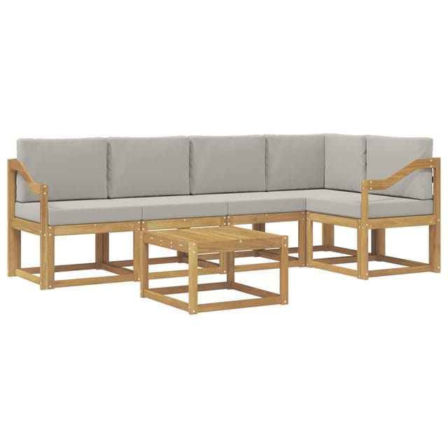 vidaXL Outdoor-Sofagarnitur 6-Tlg Weiß und Hellgrau 3387680