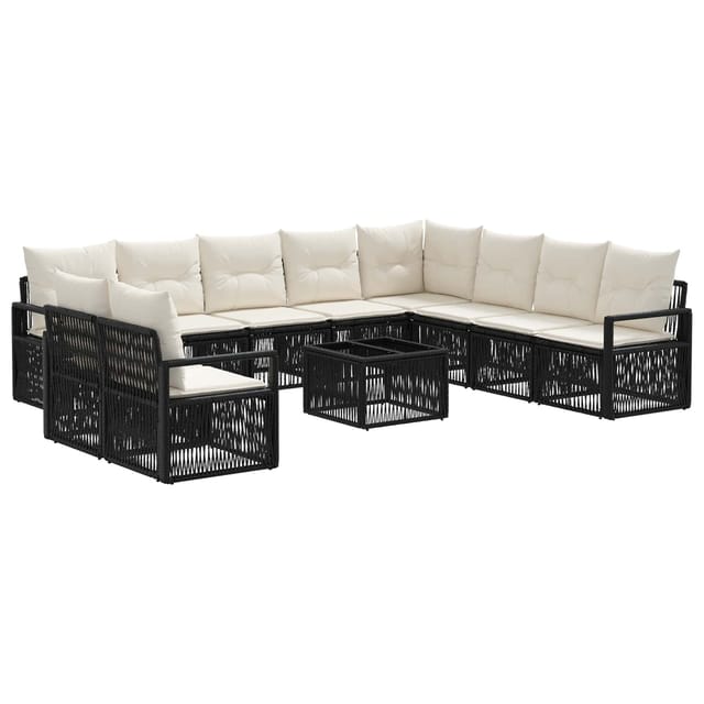 vidaXL Gartensofa-Set 11-Tlg Schwarz Poly-Rattan 3435760