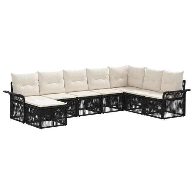 vidaXL Gartensofa-Set 8-Tlg Schwarz Poly-Rattan 3434920