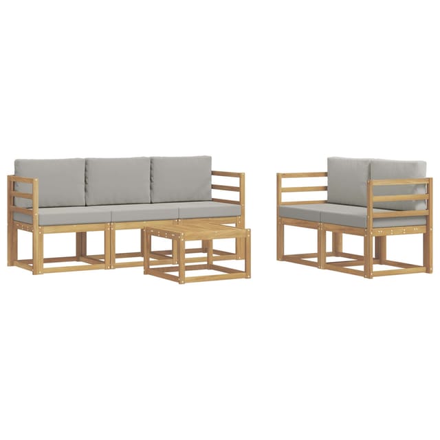vidaXL Outdoor-Sofagarnitur 6-Tlg Weiß und Hellgrau 59 x 59 x 37 cm 3387230