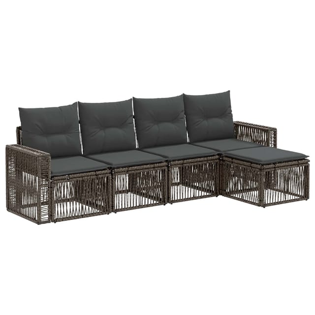 vidaXL Gartensofa-Set 5-Tlg Grau und Dunkelgrau Poly-Rattan 3435110