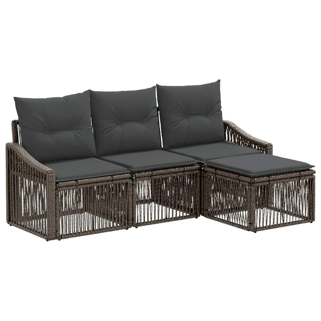 vidaXL Gartensofa-Set 4-Tlg Grau Poly-Rattan 3435986