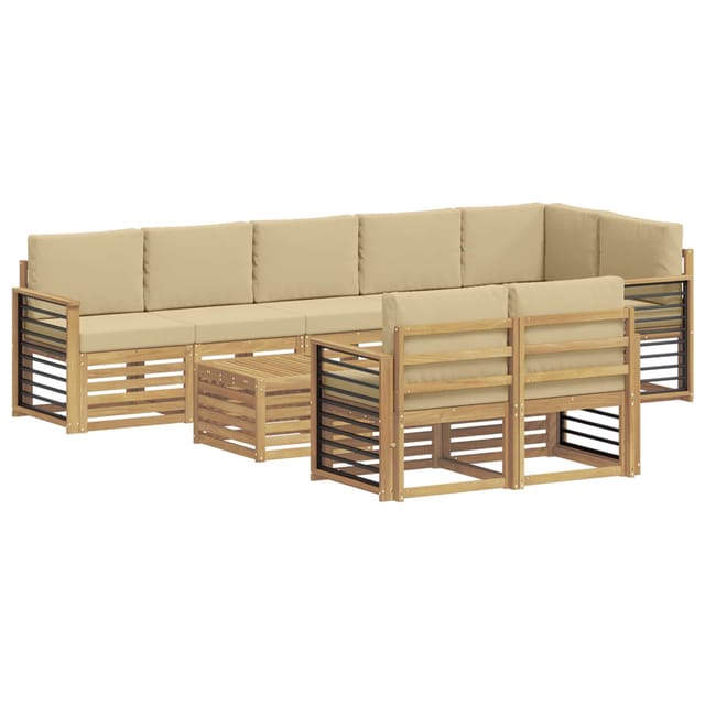 vidaXL Outdoor-Sofagarnitur 9 Stk Weiß und Beige 59 x 59 x 37 cm 3392088