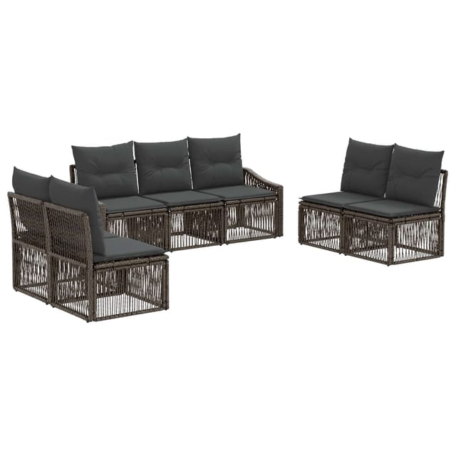 vidaXL Gartensofa-Set 7-Tlg Grau Poly-Rattan 3435974