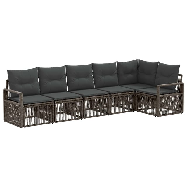 vidaXL Gartensofa-Set 6-Tlg Grau Poly-Rattan 3435716