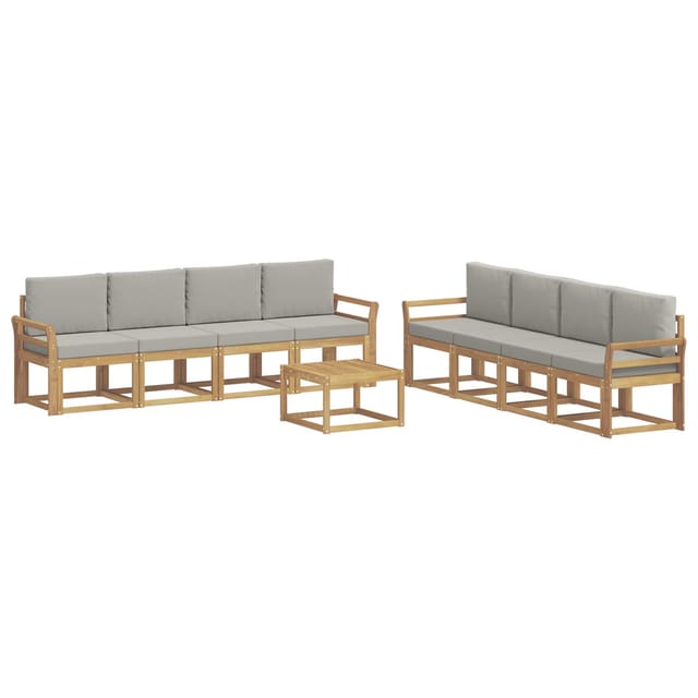vidaXL Outdoor-Sofagarnitur 9-Tlg Weiß und Hellgrau 59 x 59 x 37 cm 3387420