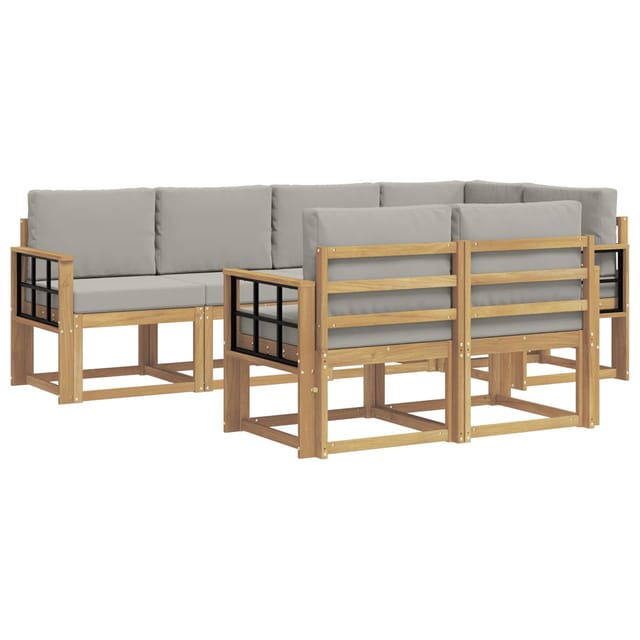 vidaXL Outdoor-Sofagarnitur mit Kissen 7-Tlg Weiß und Hellgrau 3387780
