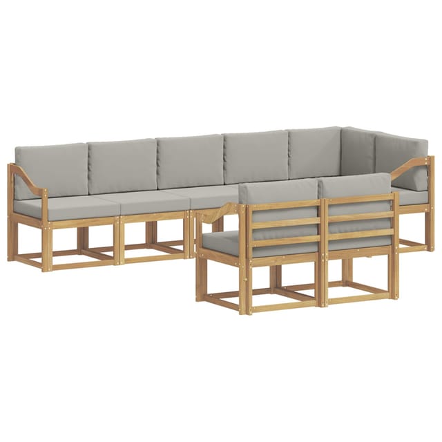 vidaXL Outdoor-Sofagarnitur mit Kissen 8-Tlg Weiß und Hellgrau 3387820