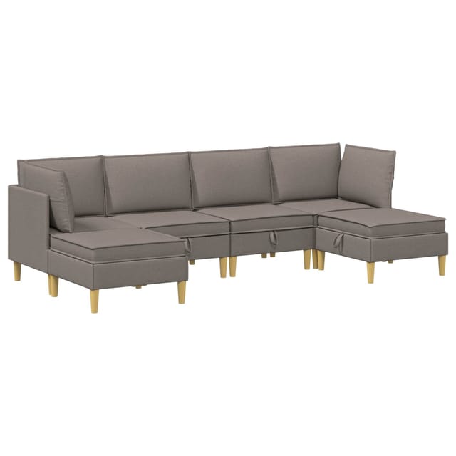 vidaXL Wohnzimmergarnitur mit Kissen mit Speicher 6 Stk Taupe Stoff 3413707