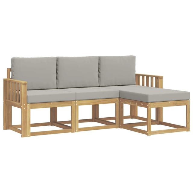vidaXL Outdoor-Sofagarnitur 4-Tlg Weiß und Hellgrau 3387450