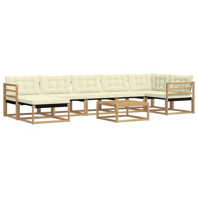 vidaXL Outdoor-Sofagarnitur 8-Tlg Weiß und Creme Massivholz Akazie 3388912