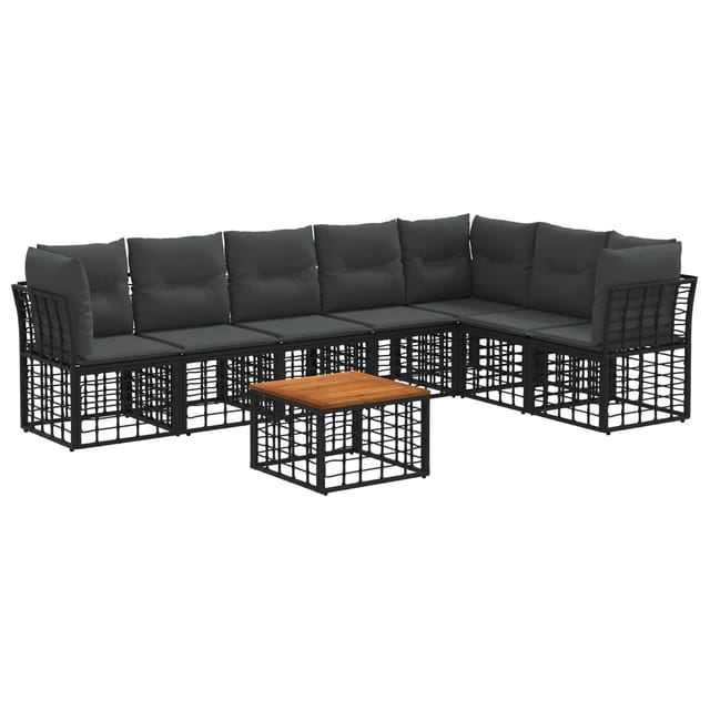vidaXL Outdoor-Sofagarnitur 8 Stk Schwarz und Dunkelgrau Polyester 3437481