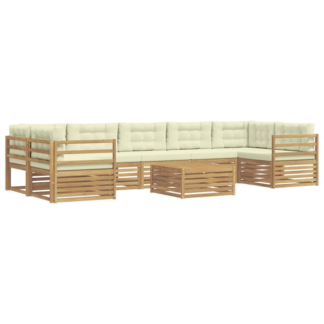 vidaXL Outdoor-Sofagarnitur 8 Stk Weiß und Creme Massivholz Akazie 3390185