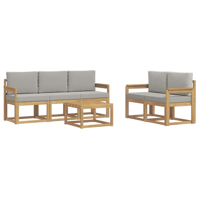 vidaXL Outdoor-Sofagarnitur 6-Tlg Weiß und Hellgrau 59 x 59 x 37 cm 3387235