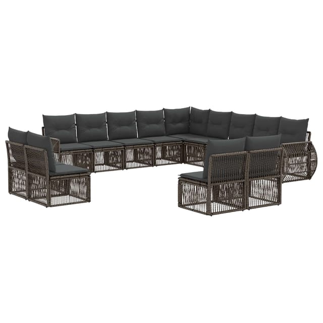 vidaXL Gartensofa-Set 13-Tlg Grau und Dunkelgrau Poly-Rattan 3435581