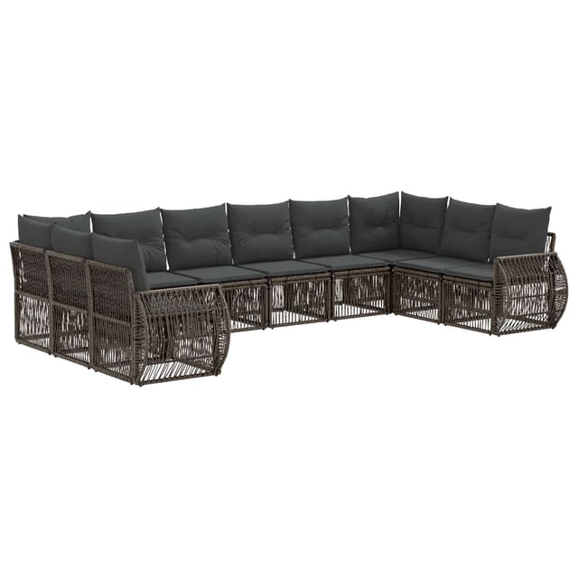 vidaXL Gartensofa-Set 10-Tlg Grau und Dunkelgrau Poly-Rattan 3435527