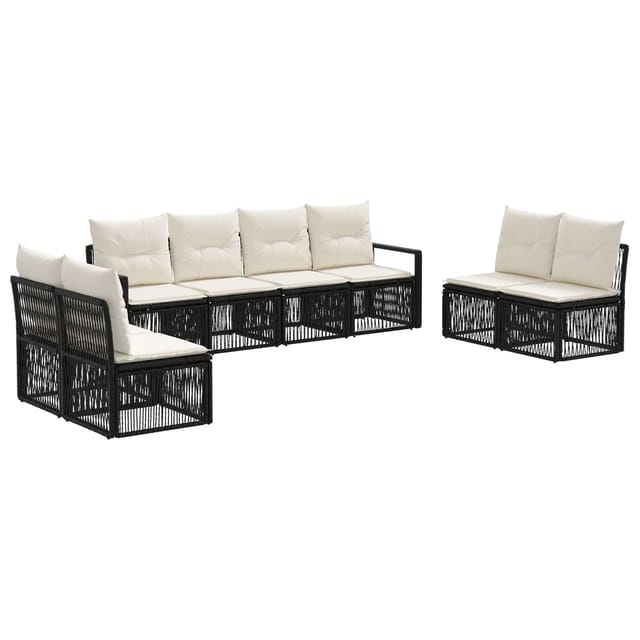 vidaXL Gartensofa-Set 8-Tlg Schwarz Poly-Rattan 3435685
