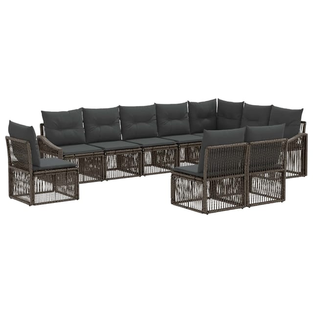 vidaXL Gartensofa-Set 10-Tlg Grau Poly-Rattan 3436034