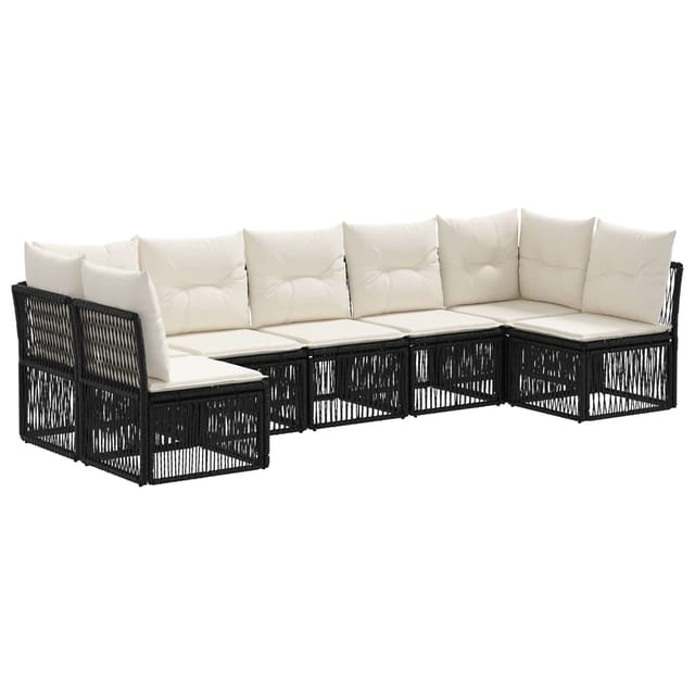 vidaXL Gartensofa-Set 7-Tlg Schwarz Poly-Rattan 3434164