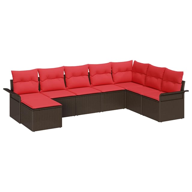 vidaXL Gartensofa-set mit Kissen mit Speicher 8 Stk Beige Poly Rattan 3354153