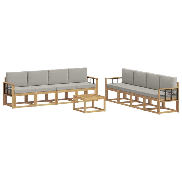 vidaXL Outdoor-Sofagarnitur 9-Tlg Weiß und Hellgrau 59 x 59 x 37 cm 3387430