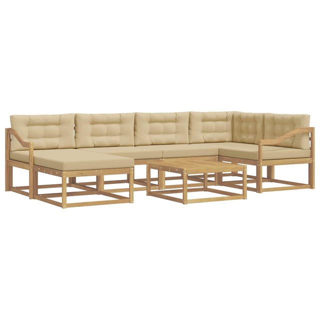vidaXL Outdoor-Sofagarnitur 7 Stk Weiß und Beige 3386742