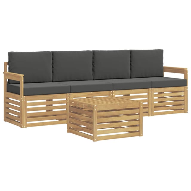vidaXL Outdoor-Sofagarnitur 5-Tlg Weiß und Anthrazit Polyester 3391342