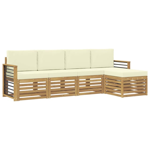 vidaXL Outdoor-Sofagarnitur 5-Tlg Weiß und Creme 249 x 122,5 x 73 cm 3391685