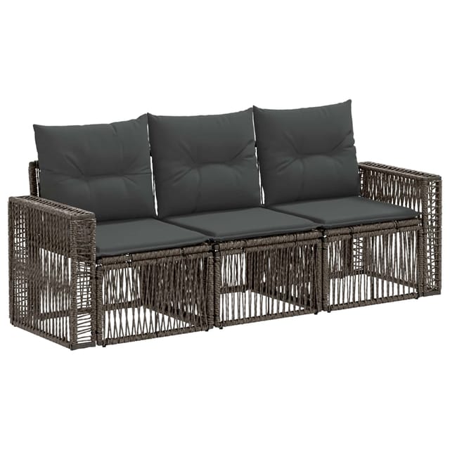 vidaXL Gartensofa-Set 3-Tlg Grau und Dunkelgrau Poly-Rattan 3435041
