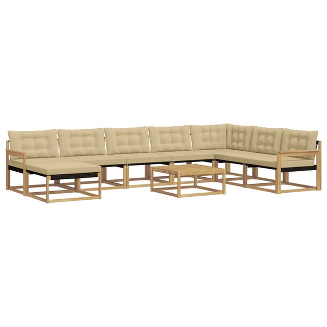 vidaXL Outdoor-Sofagarnitur 9-Tlg Weiß und Beige Massivholz Akazie 3388991