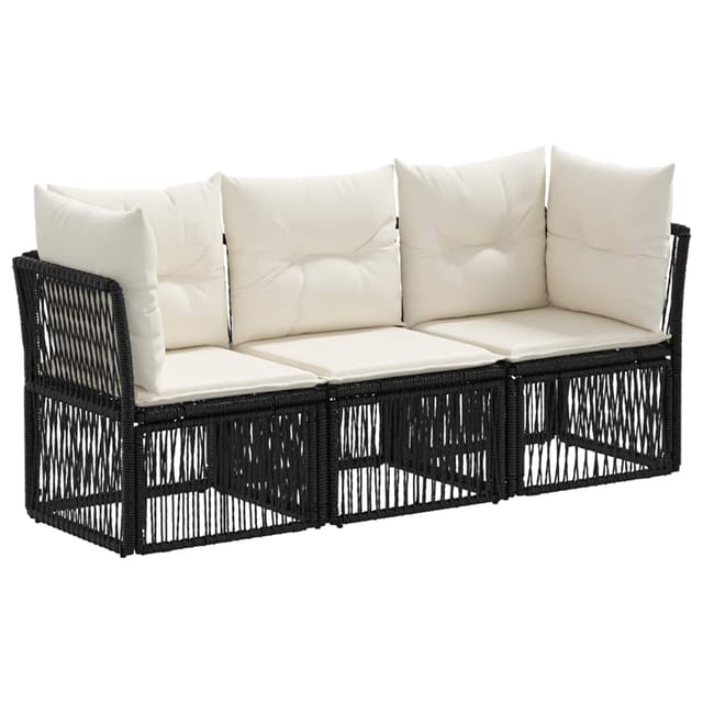 vidaXL Gartensofa-Set 3-Tlg Schwarz Poly-Rattan 3434122