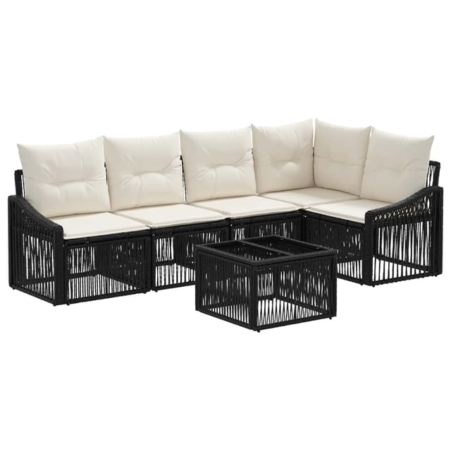 vidaXL Gartensofa-set 6 Stk Schwarz Poly-Rattan 3436006
