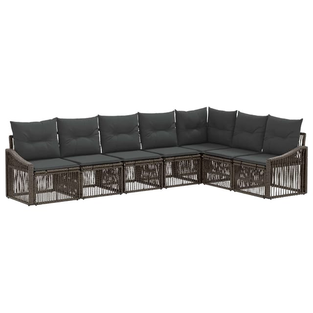 vidaXL Gartensofa-Set 7-Tlg Grau Poly-Rattan 3436016