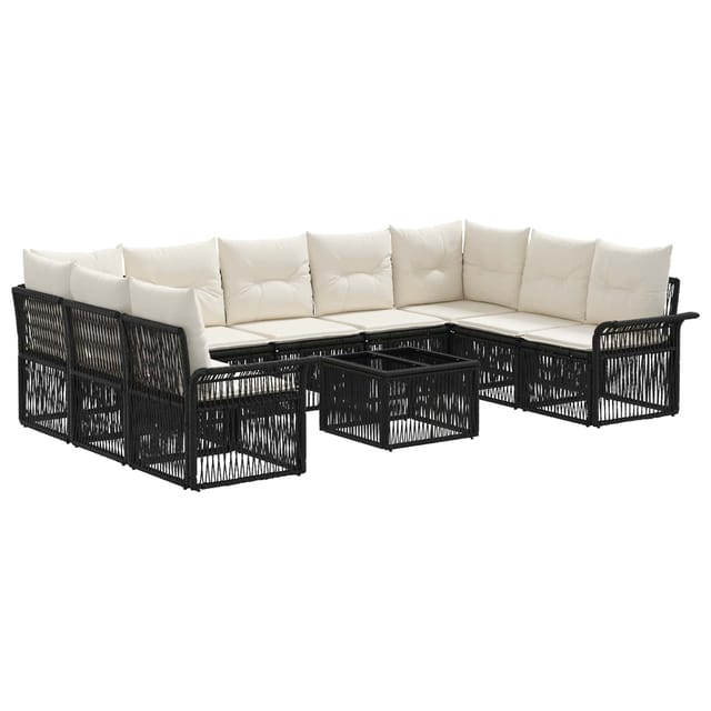 vidaXL Gartensofa-Set 10-Tlg Schwarz Poly-Rattan 3434935
