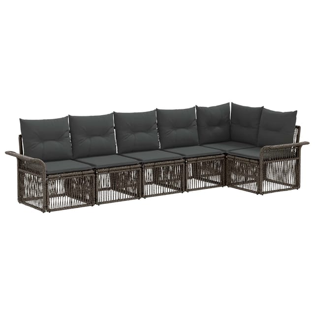 vidaXL Gartensofa-Set 6-Tlg Grau Poly-Rattan 3434834