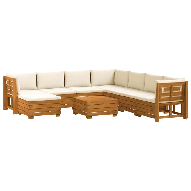 vidaXL Outdoor-Sofagarnitur mit Kissen 9 Stück Braun Massivholz Akazie 3403090