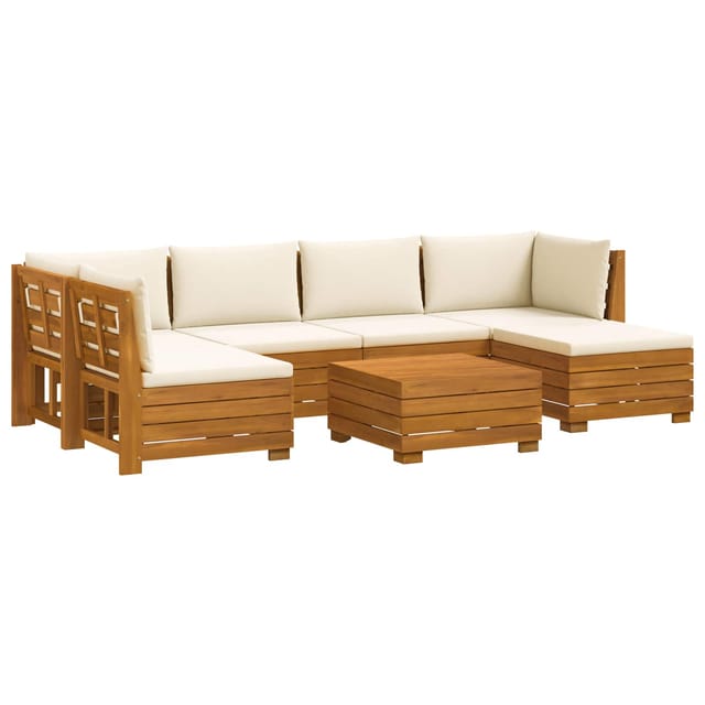 vidaXL Outdoor-Sofagarnitur mit Kissen 7 Stück Braun Massivholz Akazie 3403099