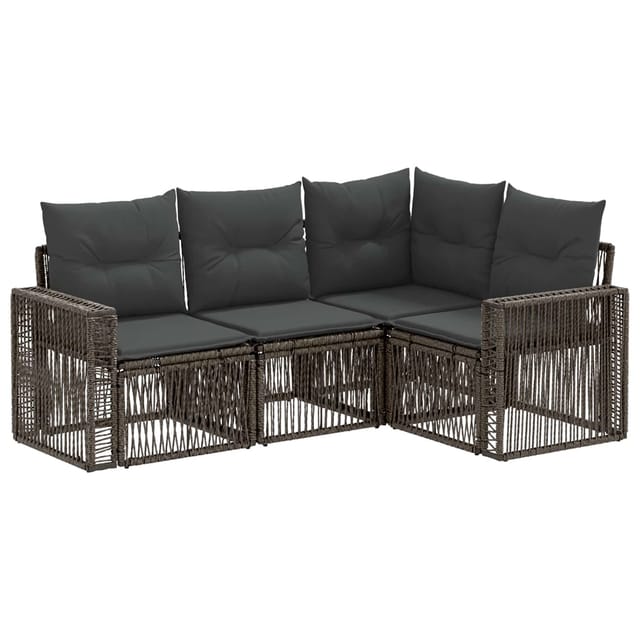vidaXL Gartensofa-Set 4-Tlg Grau und Dunkelgrau Poly-Rattan 3435116