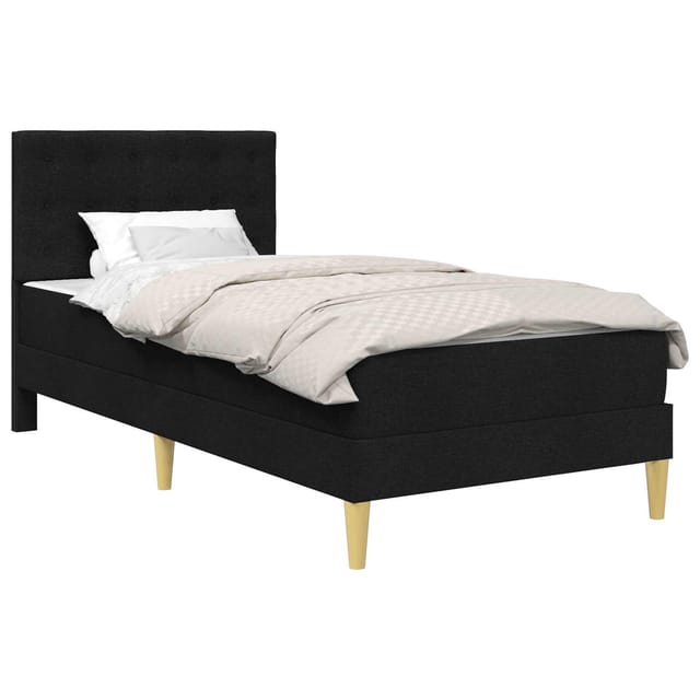 vidaXL Bettgestell mit Matratze mit Kopfteil Schwarz 90 x 190 cm Stoff 3415085