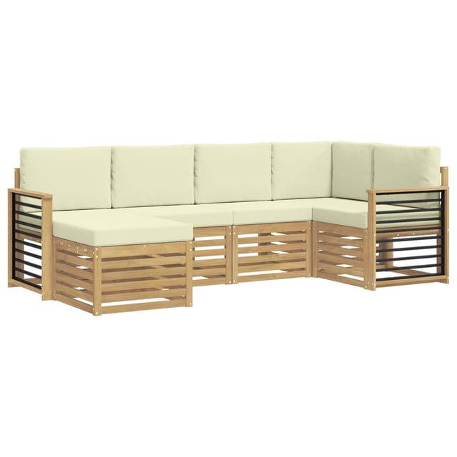 vidaXL Outdoor-Sofagarnitur 6-Tlg Weiß und Creme Polyester 3392125