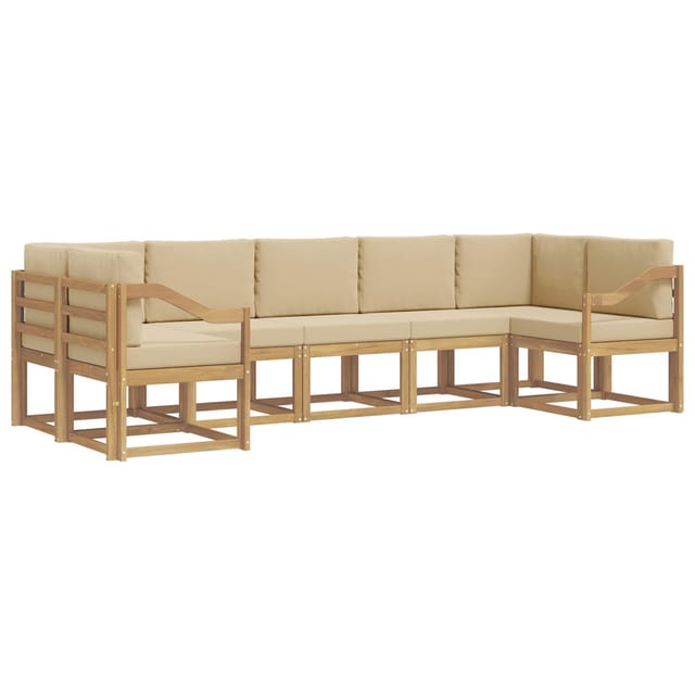 vidaXL Outdoor-Sofagarnitur mit Kissen 7-Tlg Weiß und Beige 3388172