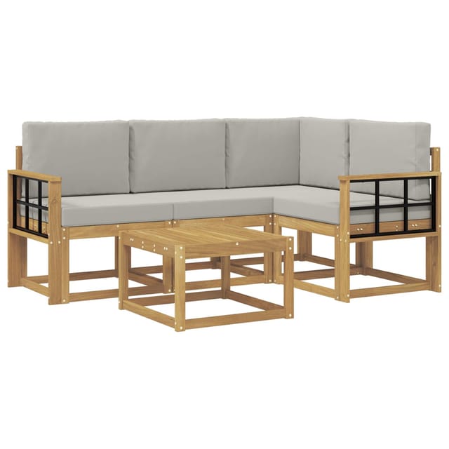 vidaXL Outdoor-Sofagarnitur 5-Tlg Weiß und Hellgrau 59 x 59 x 37 cm 3387605